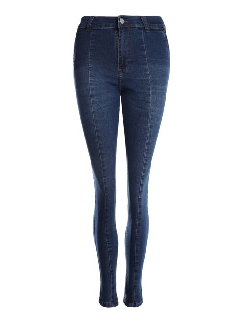 Calça Jeans Cigarrete Frizo Frontal Feminina AZUL