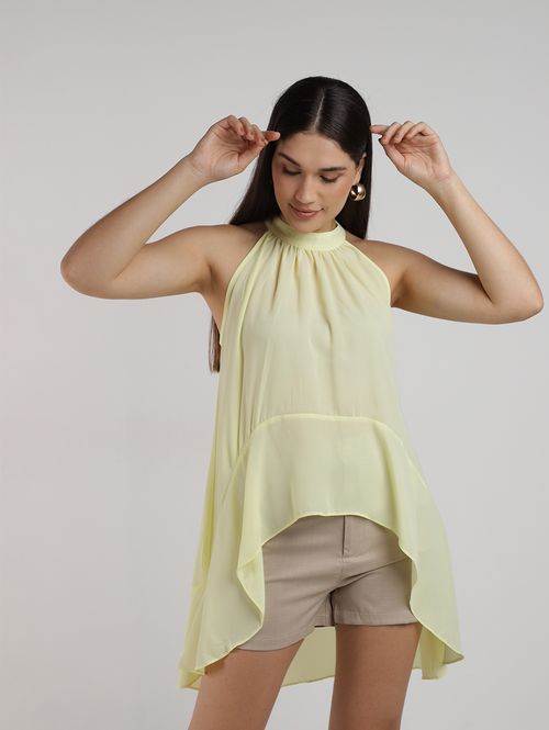 Blusa Capa Chifon Babado Eagle Rock Feminina AMARELO
