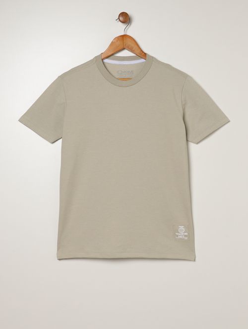 Camiseta Oversized Piquet Juvenil Para Menino - BEGE