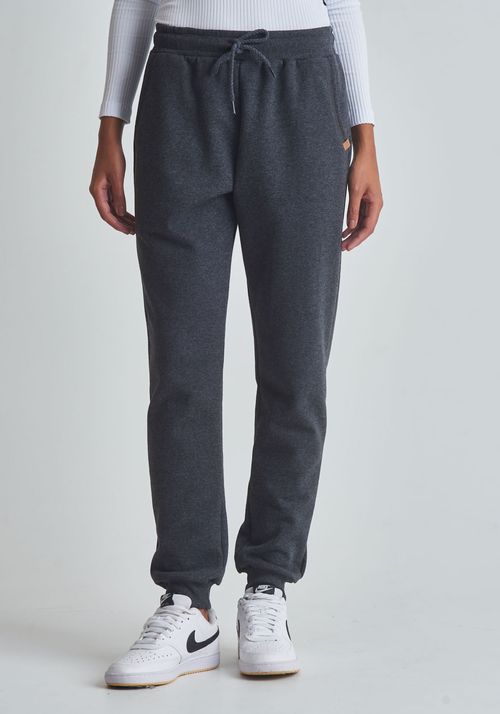 Calça básica moletom com punho chumbo mescla