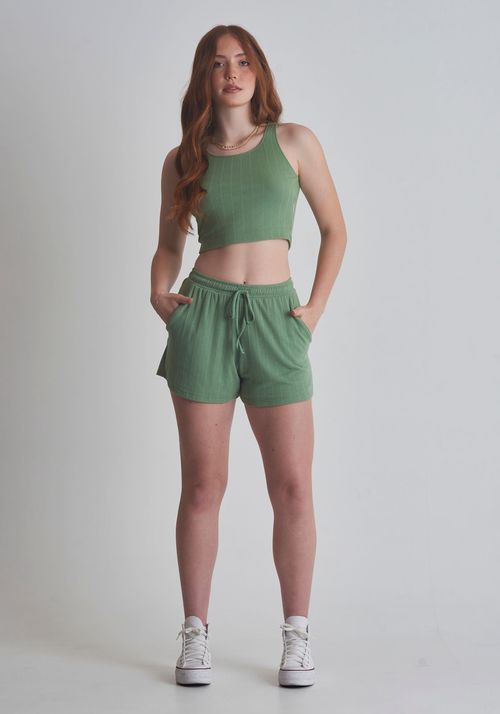 blusa canelada diferenciada verde
