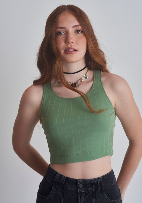 blusa canelada diferenciada verde
