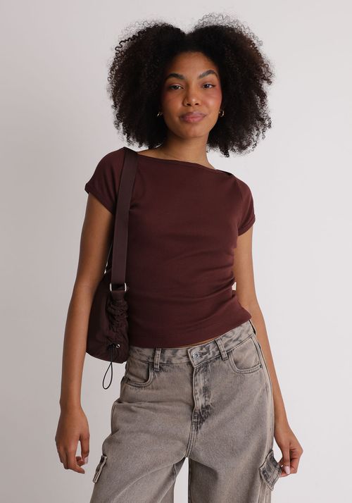 Blusa manga curta decote canoa