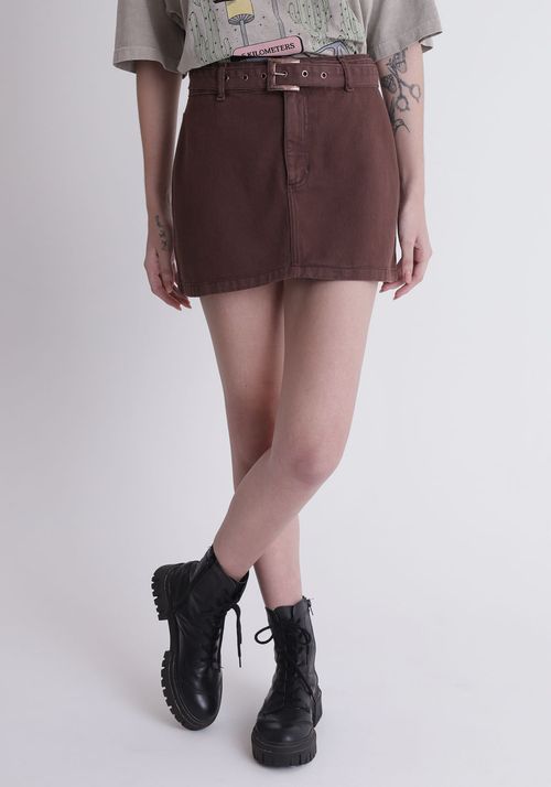Saia em sarja cinto com fivela