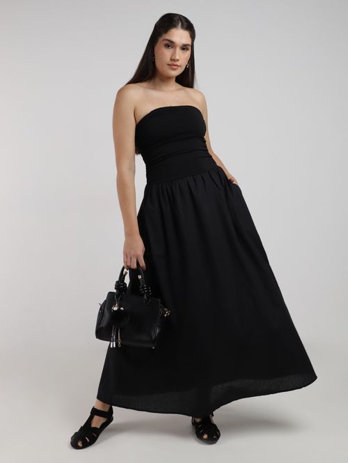 Vestido Cintura Tombada Eagle Rock Feminino PRETO