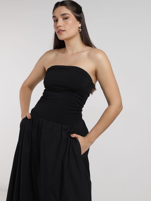 Vestido Cintura Tombada Eagle Rock Feminino PRETO