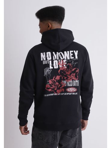 Moletom com capuz estampa No money