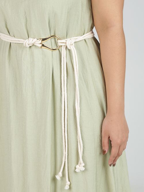 Cinto Cordão Fivela Orgânica Feminino OFF WHITE/DOURADO