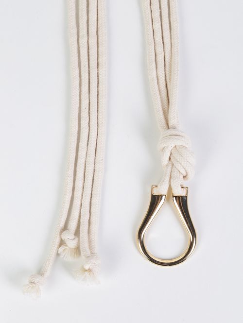 Cinto Cordão Fivela Orgânica Feminino OFF WHITE/DOURADO