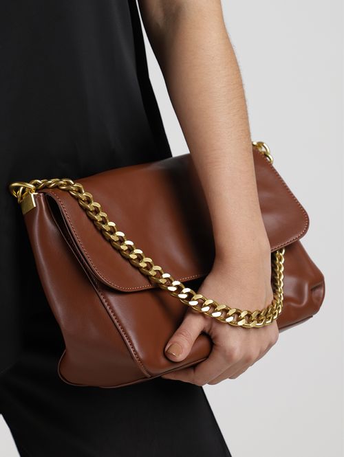 Bolsa De Ombro Alça Corrente Feminina MARROM