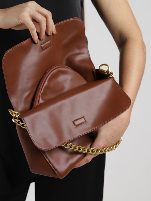 Bolsa De Ombro Alça Corrente Feminina MARROM