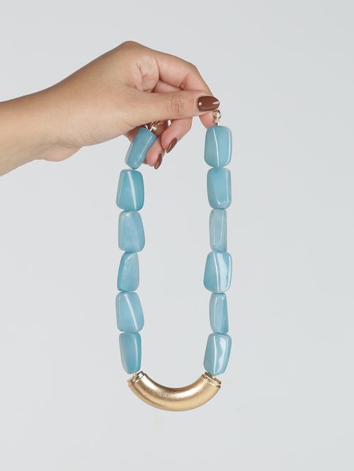 Colar de Pedra Resinada AZUL