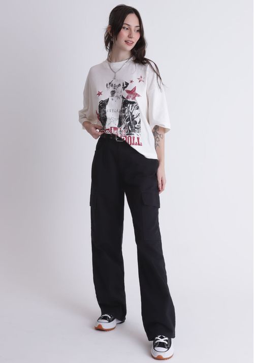 Camiseta box em algodão estampa Bark'n Roll