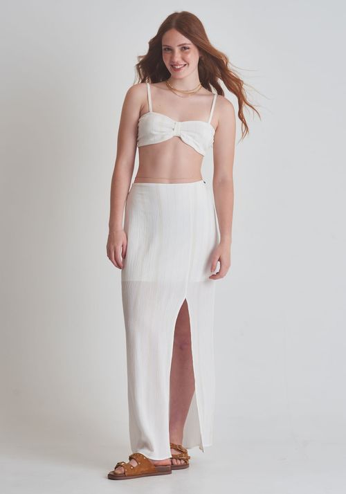 Saia lurex midi com fenda