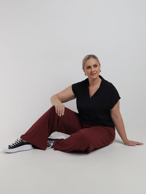 Blusa Manga Curta Plus Size Feminina PRETO