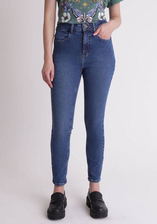 Calça jeans skinny cintura alta