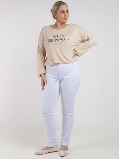 Calça Sarja Cigarrete Plus Size Feminina BRANCO