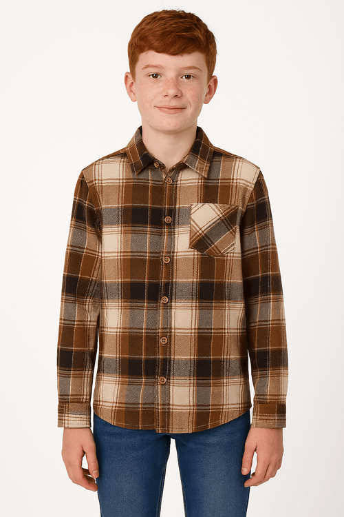 Camisa Flanela Juvenil Para Menino - AREIA