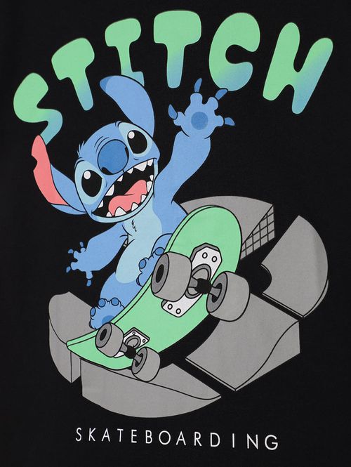 Camiseta Stitch Manga Curta Infantil Para Menino- PRETO