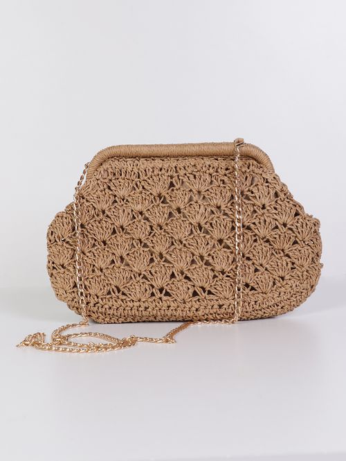 Bolsa De Praia Clutch Alça Transversal Feminina MARROM