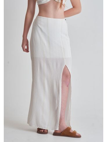 Saia lurex midi com fenda