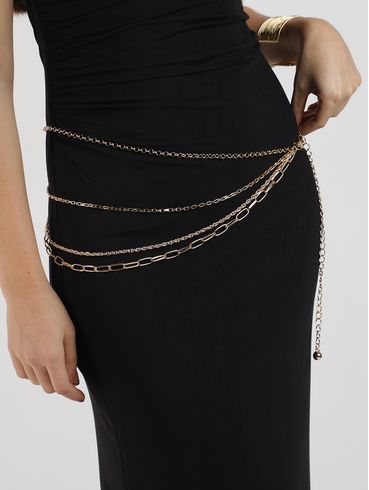 Cinto Estreito de Corrente Feminino DOURADO