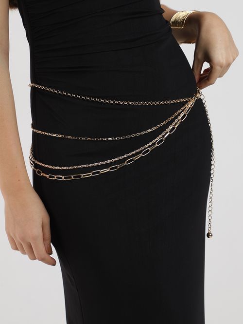 Cinto Estreito de Corrente Feminino DOURADO