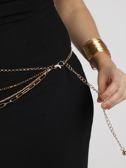 Cinto Estreito de Corrente Feminino DOURADO