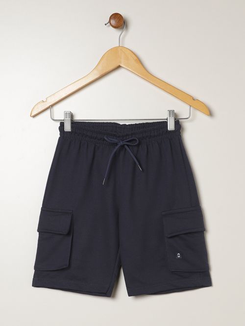 Bermuda Moletom Cargo Juvenil Para Menino - MARINHO