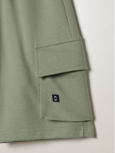 Bermuda Moletom Cargo Juvenil Para Menino - VERDE