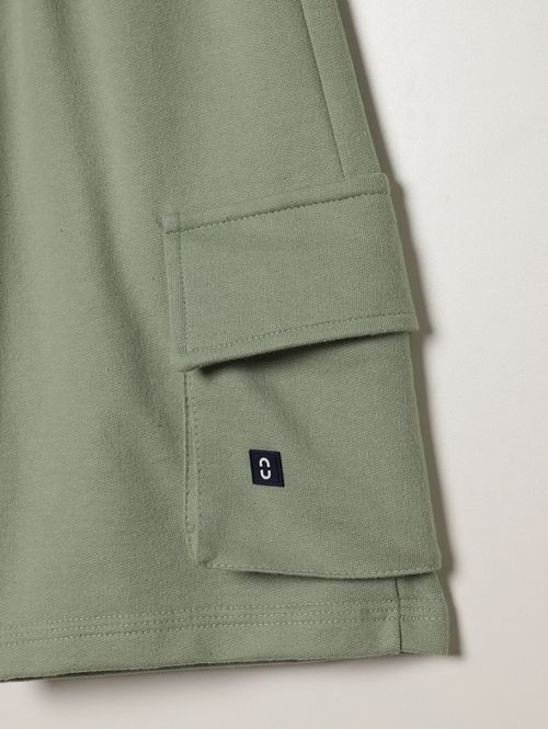 Bermuda Moletom Cargo Juvenil Para Menino - VERDE