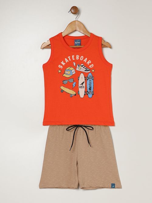 Conjunto Curto Infantil Para Menino - LARANJA