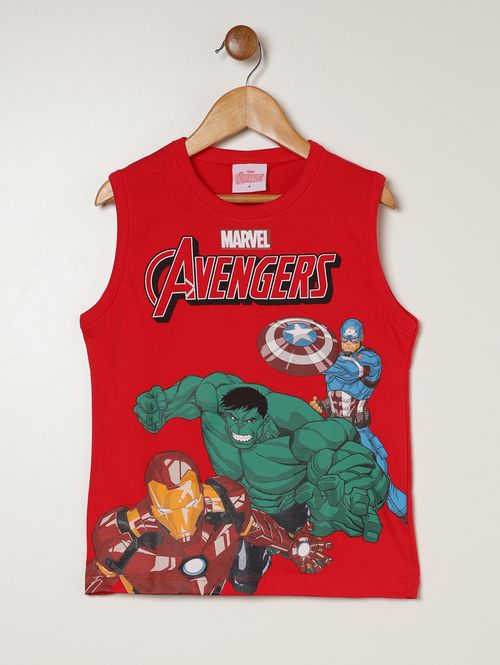 Camiseta Regata Avengers Infantil Para Menino- VERMELHO