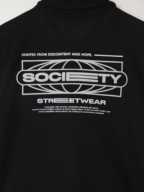 Camisa Malha Texturizada Infantil Para Menino - PRETO