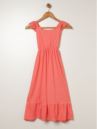 Vestido Evasê  Juvenil Para Menina - CORAL
