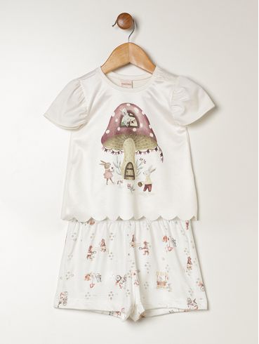 Conjunto Curto Infantil Para Bebê - OFF WHITE