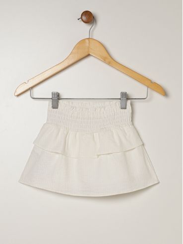 Saia Lastex Com Babado Infantil Para Menina - OFF WHITE