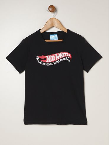 Camiseta Hot Wheels Infantil Para Menino - PRETO