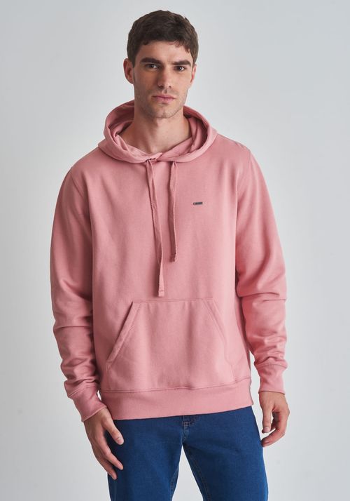 Moletom básico canguru com capuz rosa