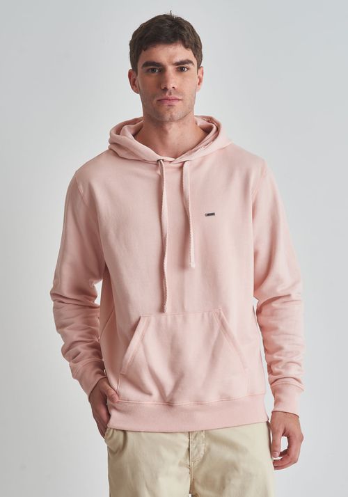 Moletom básico canguru com capuz rosa lótus