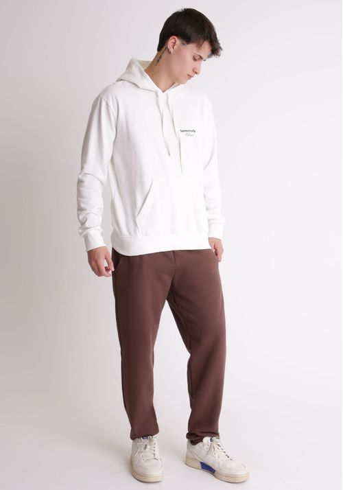 Calça Moletom Básico com Punho Marrom