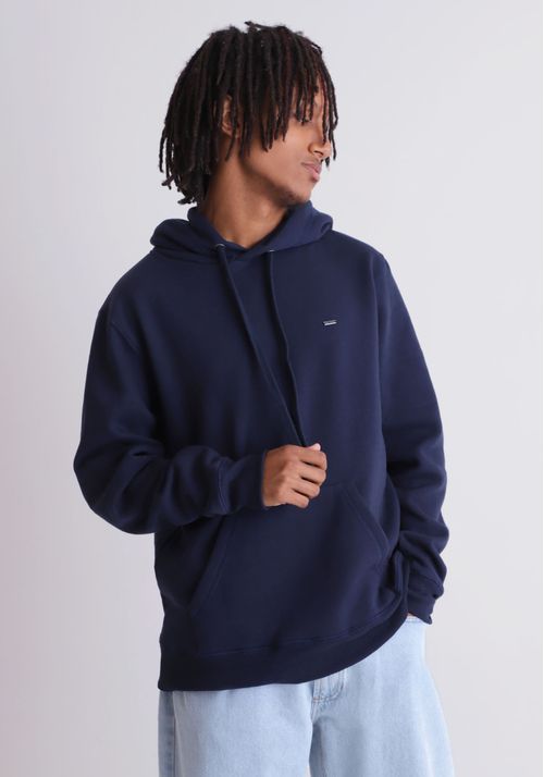 Moletom básico canguru com capuz marinho