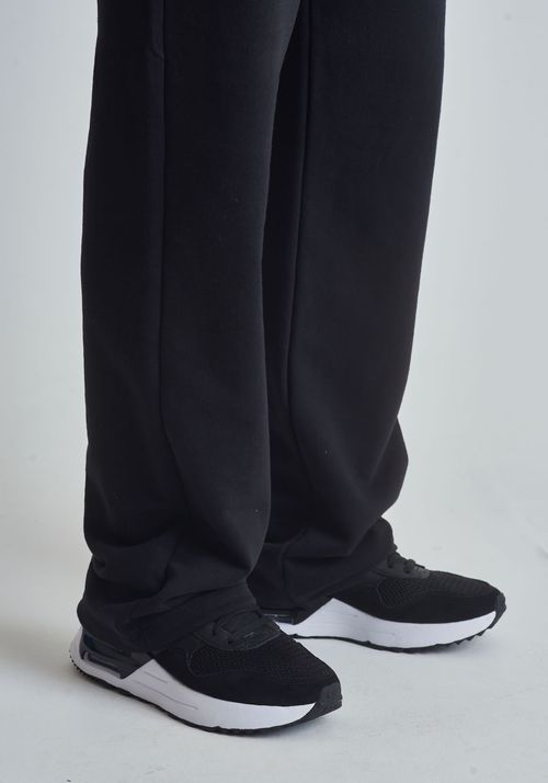 Calça básica moletom reta preta