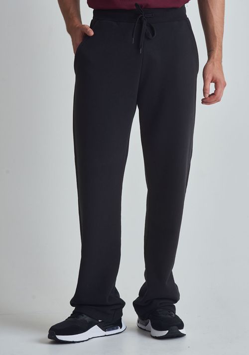 Calça básica moletom reta preta