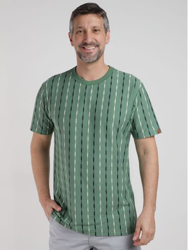 Camiseta Listrada Manga Curta Eletrón Masculina VERDE