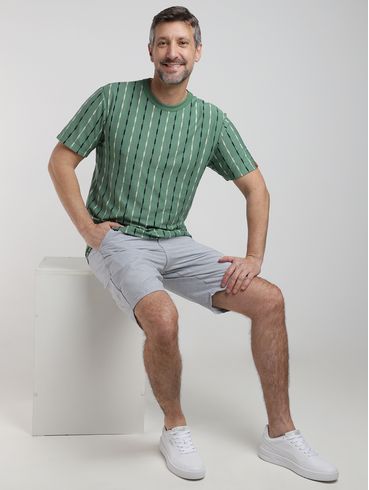 Camiseta Listrada Manga Curta Eletrón Masculina VERDE