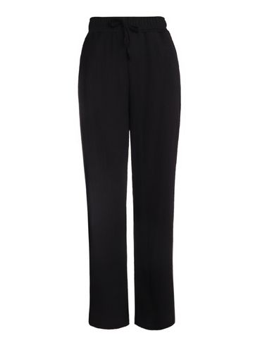 Calça Malha Texturizada Wide Leg Feminina PRETO