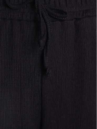 Calça Malha Texturizada Wide Leg Feminina PRETO