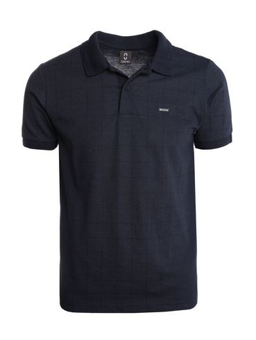 Polo Piquet Xadrez Manga Curta  Masculina MARINHO