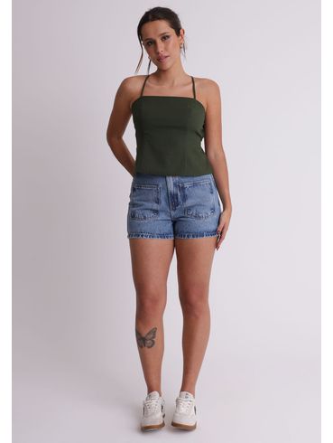 Short jeans bolso frontal